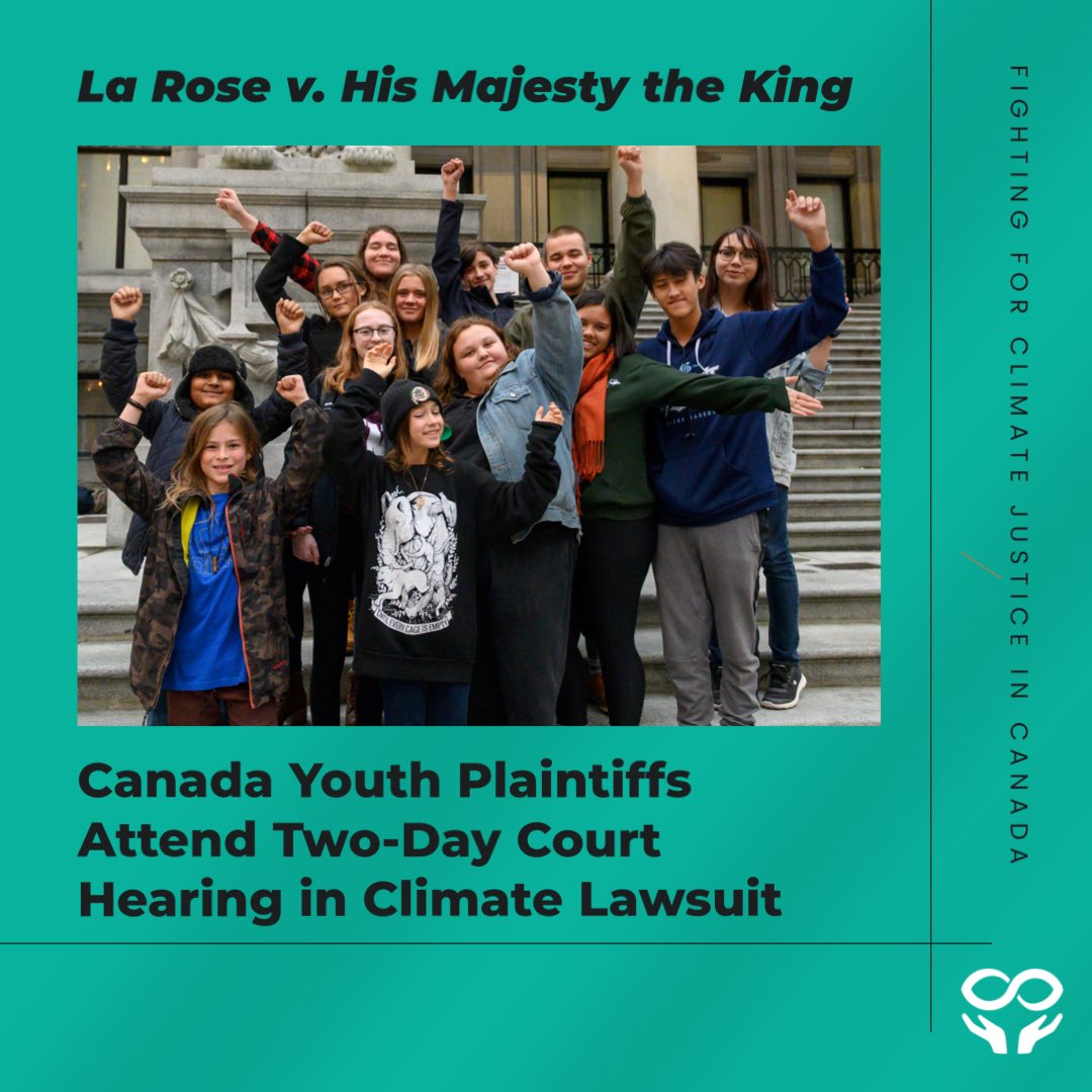 Youth plaintiffs in the Canadian climate lawsuit La Rose v. His Majesty the King attended a two-day hearing &amp; now await a ruling from the court. Stay tuned for new developments in this youth-led climate case!! #YouthvGov #YouthvGovCanada