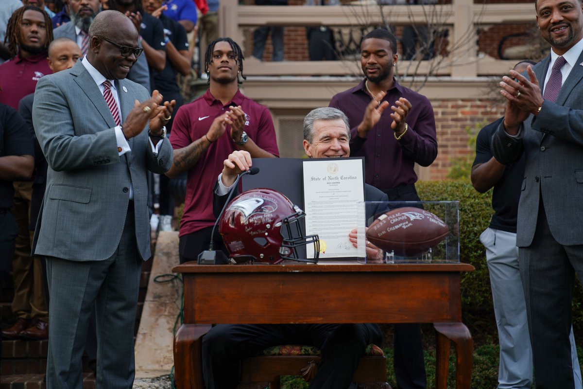 Governor Josh Stein (@nc_governor) on Twitter photo Eagle Pride, AMPLIFIED! Today Gov. Cooper honored the <a href="/NCCU/">North Carolina Central University</a> Eagles on their Celebration Bowl victory. Eagle Pride, AMPLIFIED! Today Gov. Cooper honored the <a href="/NCCU/">North Carolina Central University</a> Eagles on their Celebration Bowl victory.