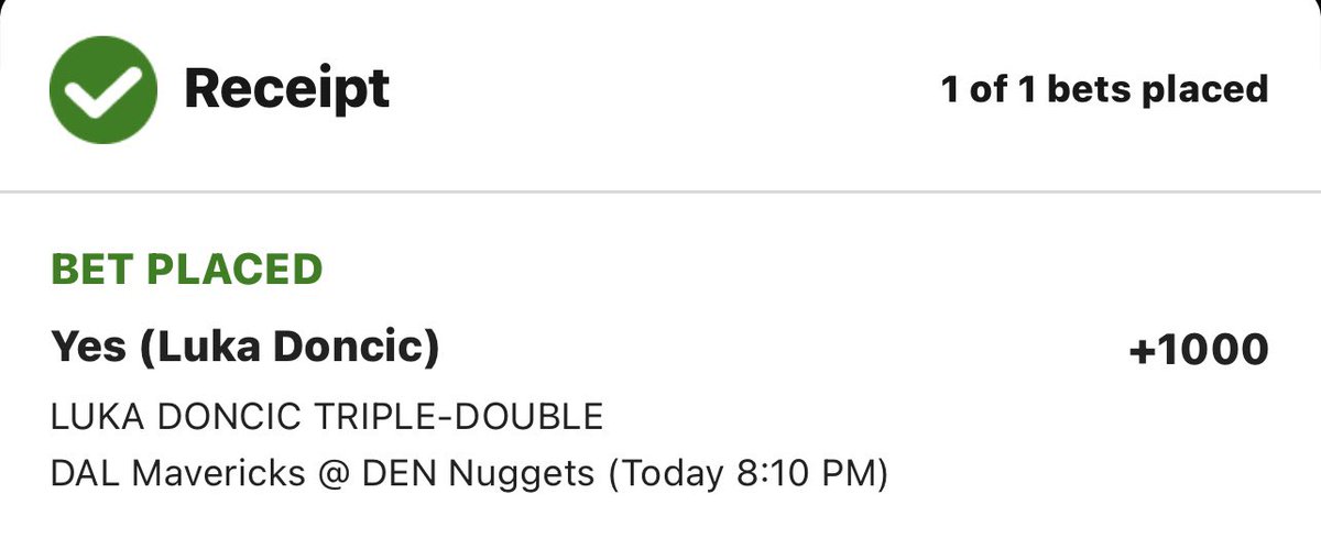 Mike5754's tweet photo. GIVEAWAY: We rarely bet NBA props but when we do the market moves quickly 😂. Let’s all root for Luka triple double as we enjoy Luka vs. Jokic. $100 to random follower if Luka get it done. The number is now fair value at +850 and not playable at +650. Retweet/follow to win! https://t.co/3auY8zgVCM