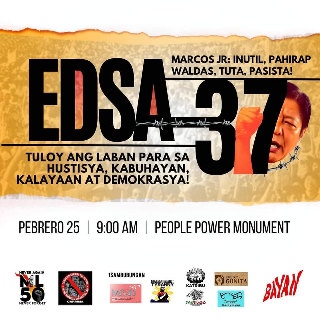 Teka, bakit kapansin-pansing wala sa template ng malamyang EDSA poster n'yo yung salitang 'patalsikin'? Dahil hindi n'yo type na si VP INDAY SARA (na isang DUTERTE) ang nakatakdang maupo bilang bagong presidente, kung sakaling magtagumpay kayo sa galawang pagpapatalsik kay PBBM?