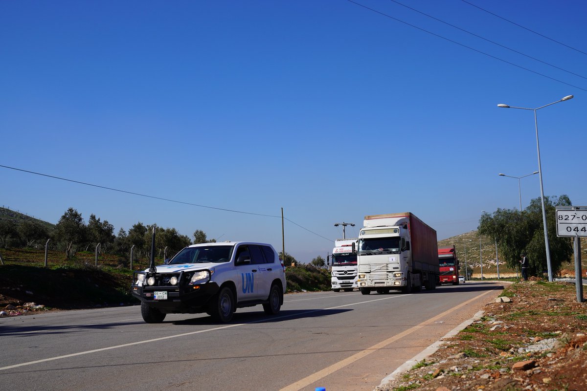 antonioguterres's tweet photo. 30 additional trucks carrying @UN emergency supplies crossed into north-west Syria on Wednesday.

A total of 117 trucks filled with humanitarian aid have reached the region since last week’s catastrophic earthquakes.

We’ll continue doing all we can to help those in need. https://t.co/hqMdC1pmHG