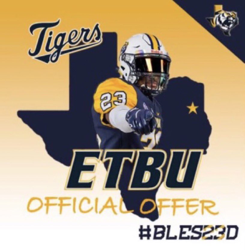 allansircharles's tweet photo. After a great come with @ETBUcoachstang I’m blessed to say I have received my 3rd offer from east texas baptist university!! 🔵🟡@TXPrivateFBGuy @FlowersJeromy @76kharrison https://t.co/vuhUd3kfwg