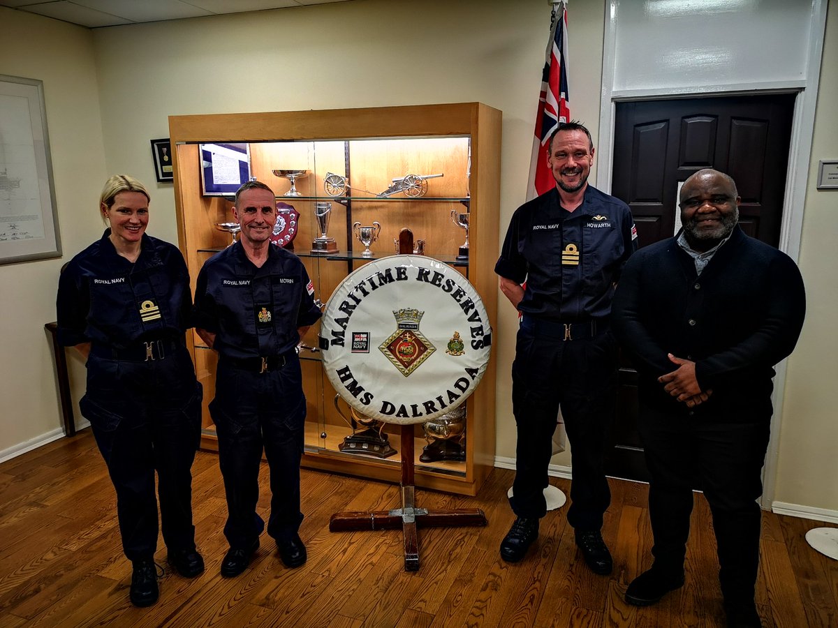 RNEngagement_RA's tweet photo. RN Attract #TeamNorth hosted Ronier Deumeni, founder of @acscotland, in @HMSDalriada tonight. An Initial Maritime Reserve Presentation and was delivered, showcasing the opportunities within the @RNReserve. https://t.co/a09fP1V73j