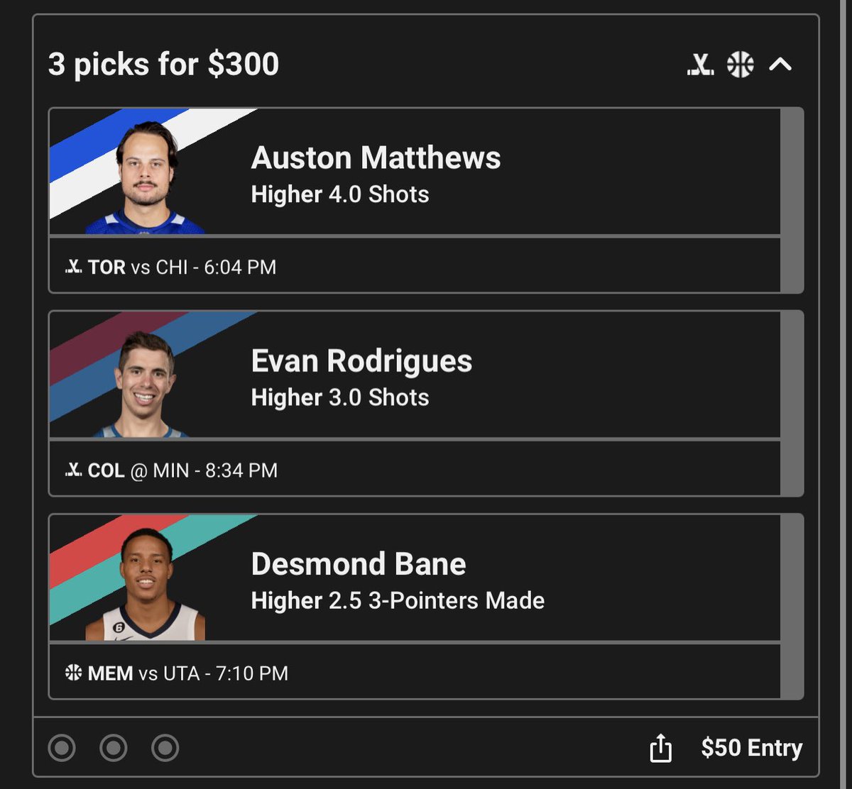 community_teske's tweet photo. A little 3 Legger that I like for today all have great odds and great game logs to back it✅ Hoping for a quick 6x🤞

#underdogpicks #underdogfantasy #PrizePicks #SportsGambling #GamblingTwitter #bettingsports #nba #NHL #bettingtipster https://t.co/X6EindESEd