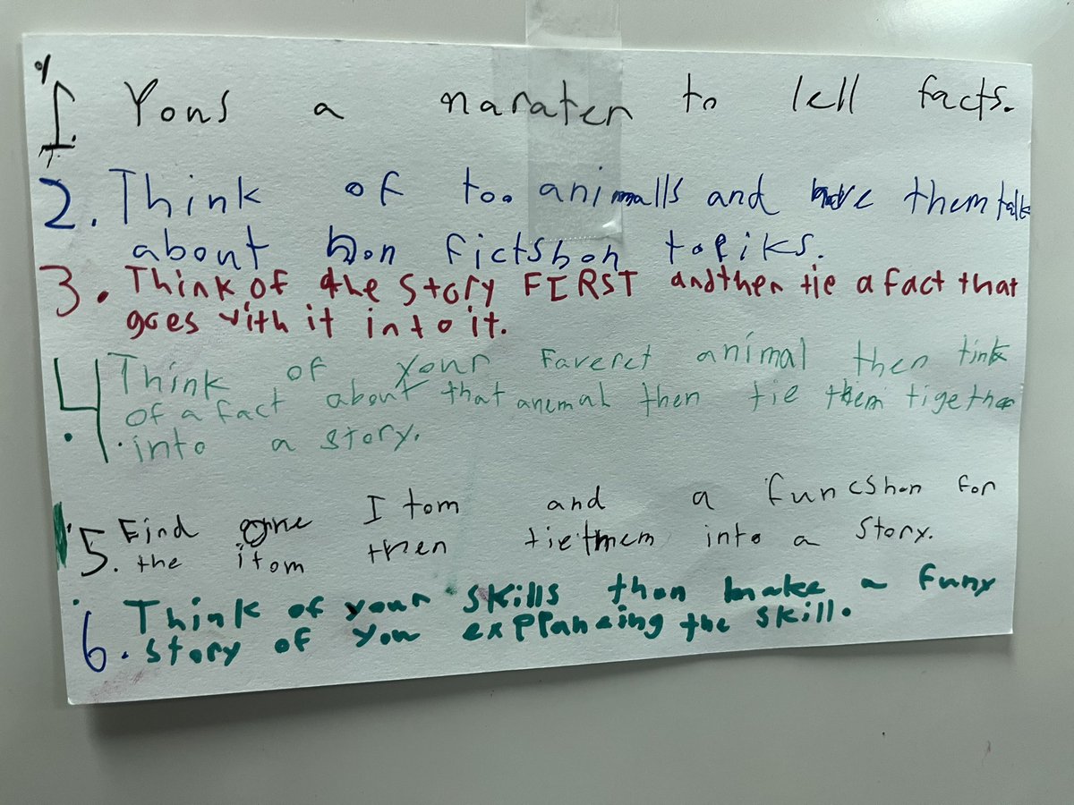 Broughton3rd4th's tweet photo. AmMo, BD, & MG taught their #StrategyGroup session today!
👩🏫"How to add facts in fictional stories!"
✍️Ss highlighted the facts in the paragraph version & the graphic novel version.
🎉They thought through so many potential hurdles writers might have. (Look @ white board.) https://t.co/I8DP2EbMyF
