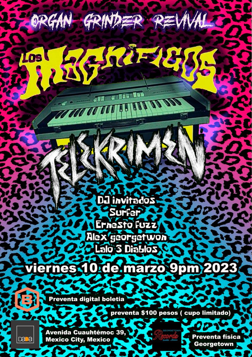 Viernes 10 de marzo
LOS MAGNIFICOS + TELEKRIMEN en vivo