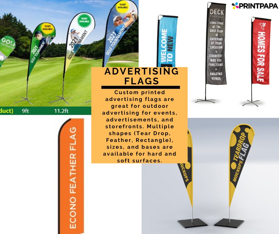 printpapa's tweet image. Get high-resolution and scratch-resistant advertising flags to promote your brand. These can be your next marketing heroes. It is the perfect choice to flaunt your brand or brand message. Allow PrintPapa to help print them.

Order: bit.ly/39icQV0

#AdvertisingFlags