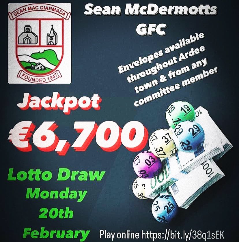 Lotto draw is on Mon 20th Feb 23’

Jackpot is now €6,700💶

Wouldn’t it be nice?🥳

Play lotto online bit.ly/38q1sEK (Enter online before 6pm)

€2 or 3 entries for €5

Envelopes available throughout Ardee Town &amp; from any Committee member 

#gaalotto #louthgaa #20thfeb