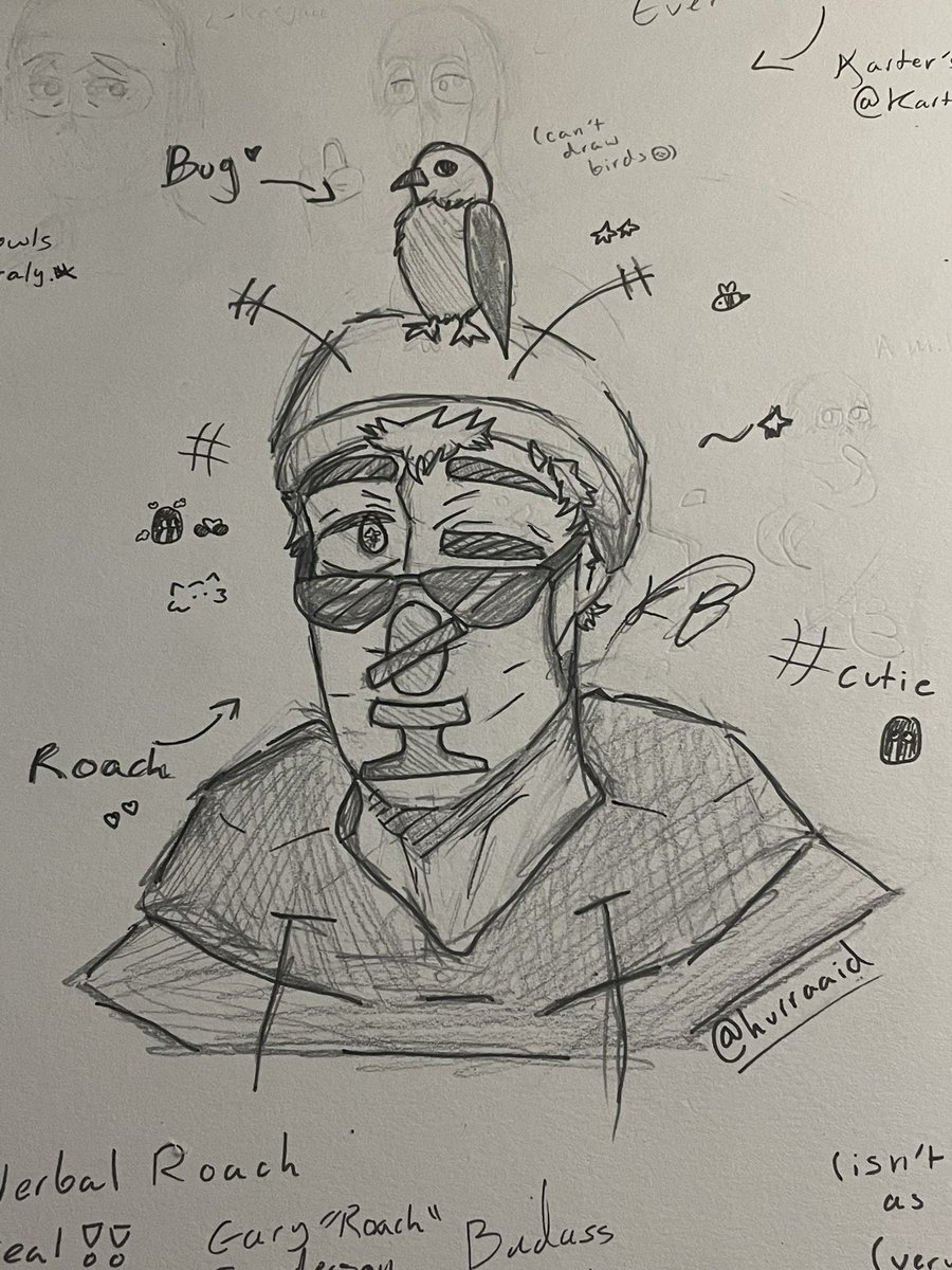 KarterKoolll's tweet photo. @hurraaid ‘s Roach!! Love this little cutie patootie, I also love being fast at drawing, + notes from when I was drawing this, and tiny Königs!! :3 
#GaryRoachSanderson #roachmw #roach #drawing #MW2 https://t.co/XjanCSGfeM
