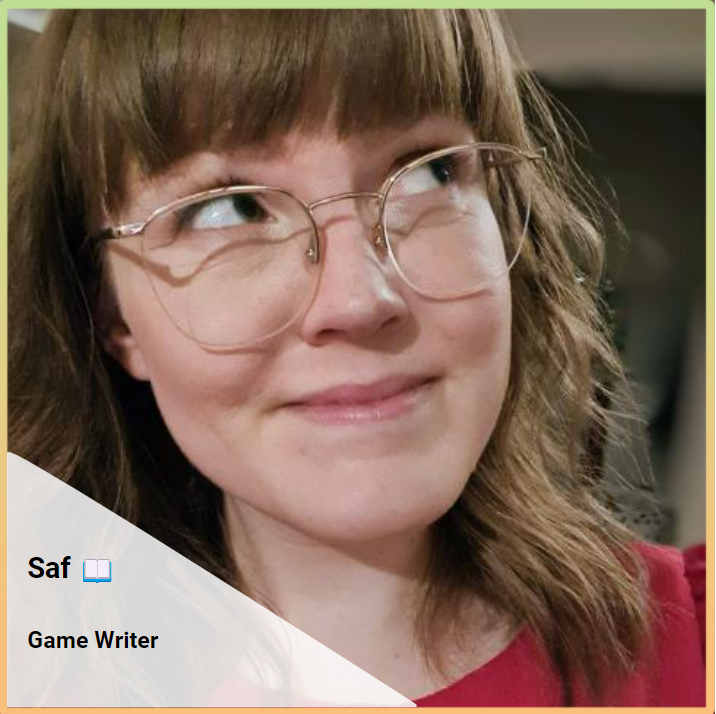 BalancingMonkey's tweet image. Looping back to narrative, here’s Saf (@Wanderlustin), our Game Writer! ✍️

Saf was our Writer on #BeforeWeLeave and penned the amazing backstory for the community, so it’s wonderful to welcome her back for the sequel as she works to give our beloved characters their voices!📚