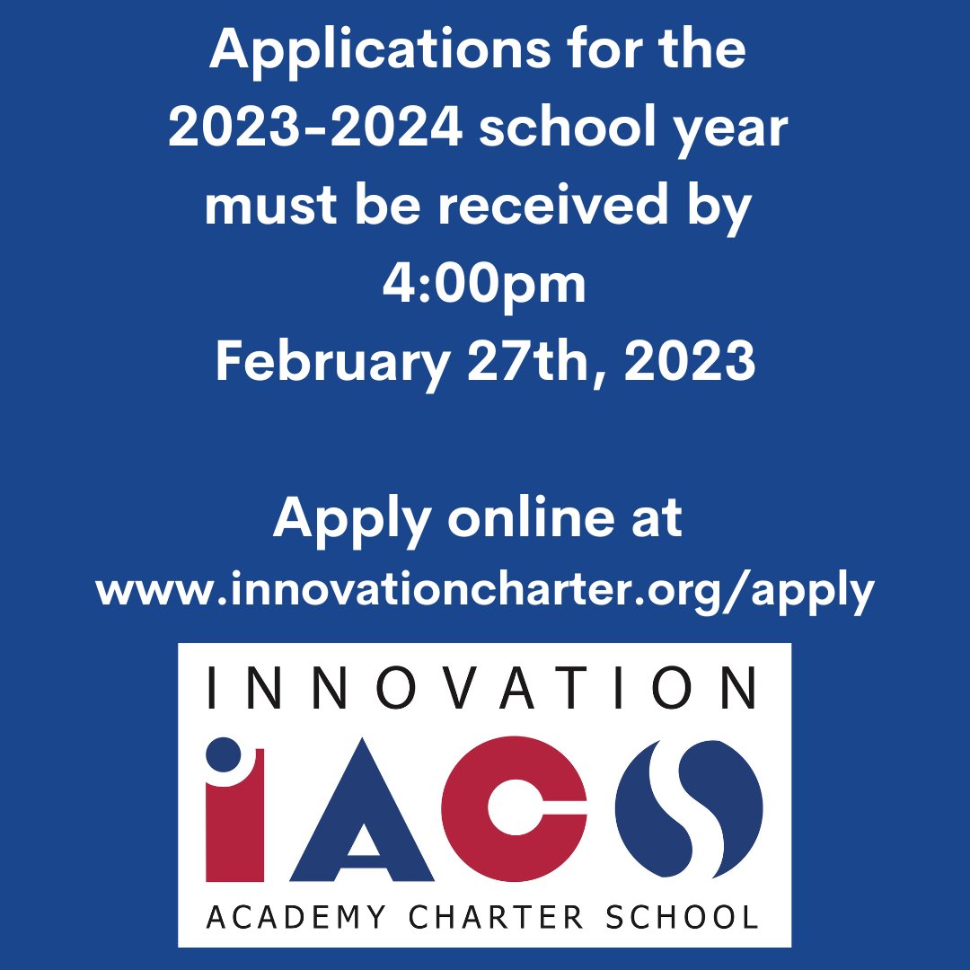 IAcharterschool's tweet photo. Do you know someone interested in attending IACS for the 23-24 school year?  Admission applications are due by 4:00 on Feb 27th.  All MA public charter schools are free to attend. (Must be a MA resident) 
Apply at: https://t.co/vagAJowHHz https://t.co/l6e7IveoAF