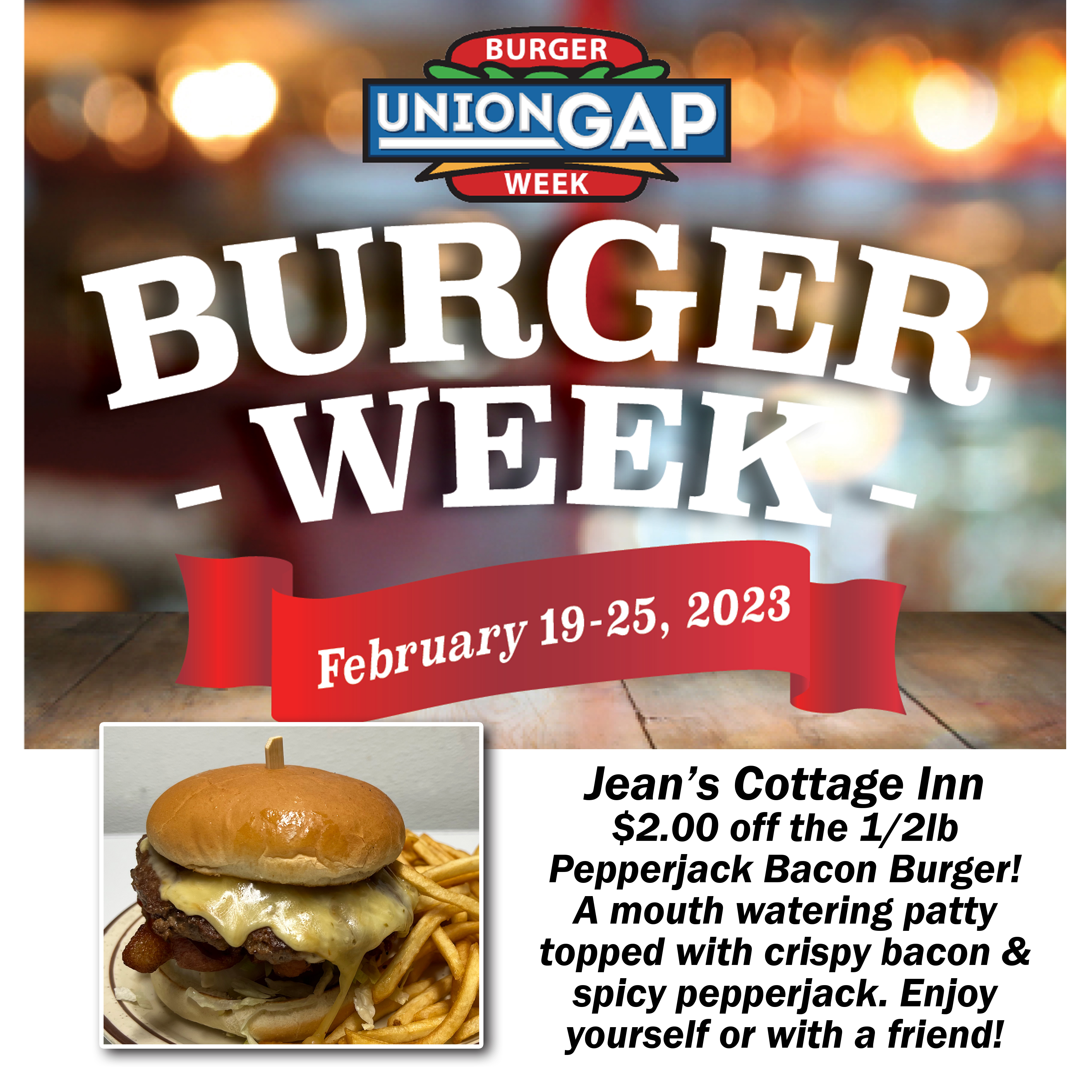 A flyer advertising Burger Week in Union Gap.