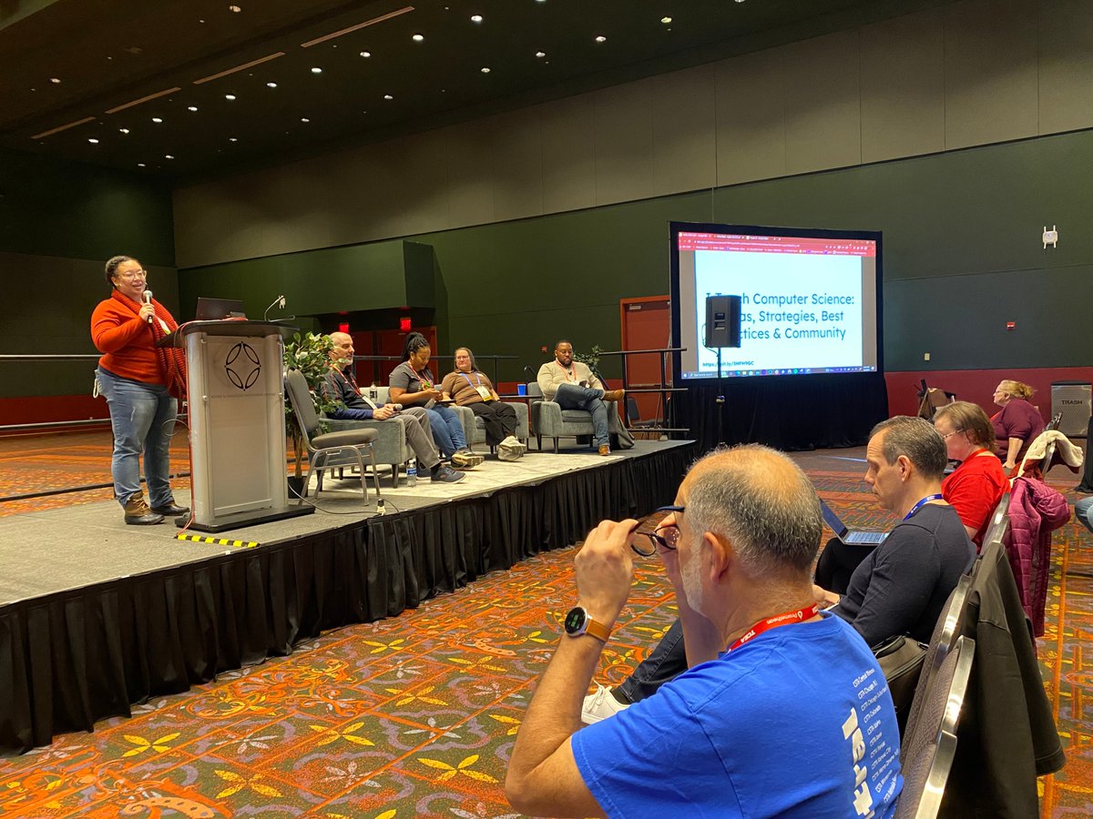 csteachersorg's tweet photo. CSTA hosted lightning talks at #tcea23, where the community learned about our mission to help all students access highly effective computer science teachers. Thank you @CDWCorp and @CDW_EdStrats for partnering to make this session possible. We can’t wait for what’s next in store. https://t.co/0TEjunHqOO