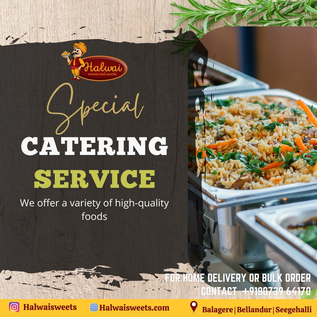 Halwai Veg Catering Service
#vegetariancatering #catering #vegetarianfood #vegetarian #bangaloreanfood #vegetariancateringbangalore #bangaloretopcatering #healthyfood #bangalorevegetarian  #food   #vegfood #vegforlife #indianfoodbangalore  #vegancatering #indianmenu