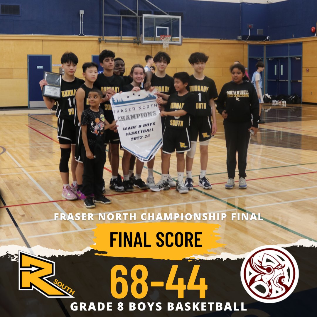 Huge shout-out to our Grade 8 Boys Basketball team for winning the Fraser North Zone Championship Final against <a href="/bnsathletics/">BNSS Athletics</a> ! We are EXTREMELY proud of the hard work they have put in this season!

📊
Sean Lau 25p 6s 5a
Jovan Rai 15p 5s 4r
Maxwell Wong 14p 5s 3a

#GoRebels🏀💛🖤