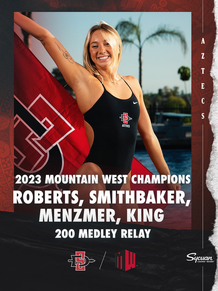 AztecSwimDive's tweet photo. Shout out to our 2023 #MWSD champion 200 medley relay and 800 freestyle relay teams, as we successfully defended those event titles from the previous year on Wednesday! 
#GoAztecs 🥇👏 https://t.co/xQJjFDqXip