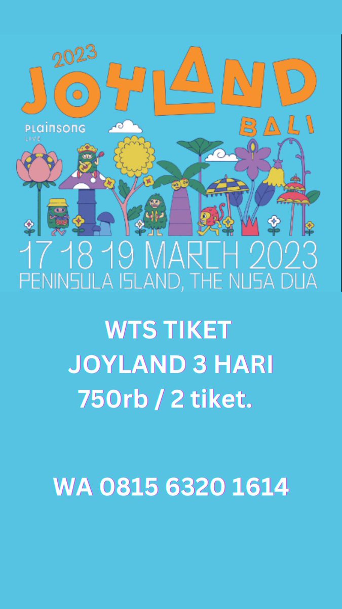 awugsuper's tweet photo. WTS 2 tiket #joyland #wts #joyland2023 https://t.co/CfQgaSVLAA