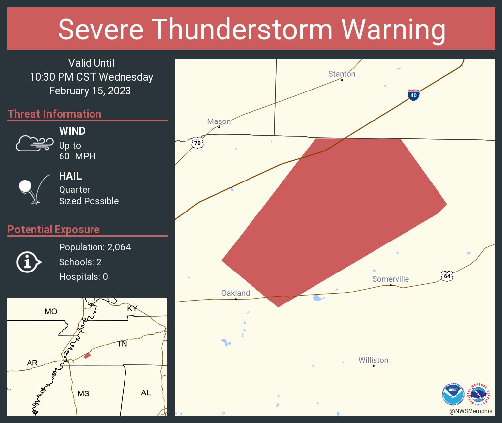 NWS Memphis on Twitter "Severe Thunderstorm Warning continues for