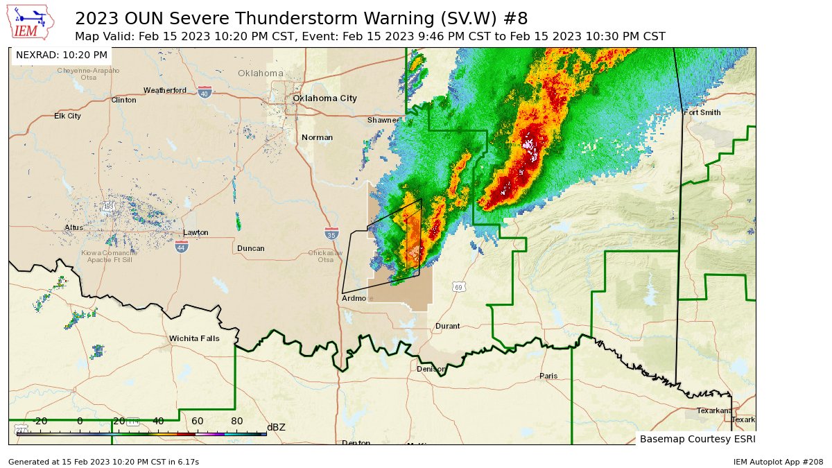 IEMBot OUN on Twitter "OUN continues Severe Thunderstorm Warning [wind