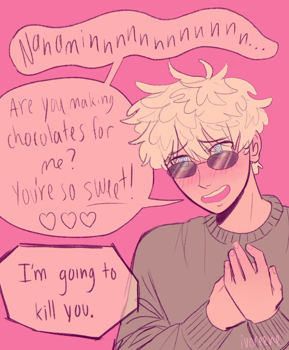 ivoreene's tweet photo. local man gets caught making homemade chocolates for his boyfriend

#jjk #JujutsuKaisen #nanago https://t.co/5bwiJp5HaK
