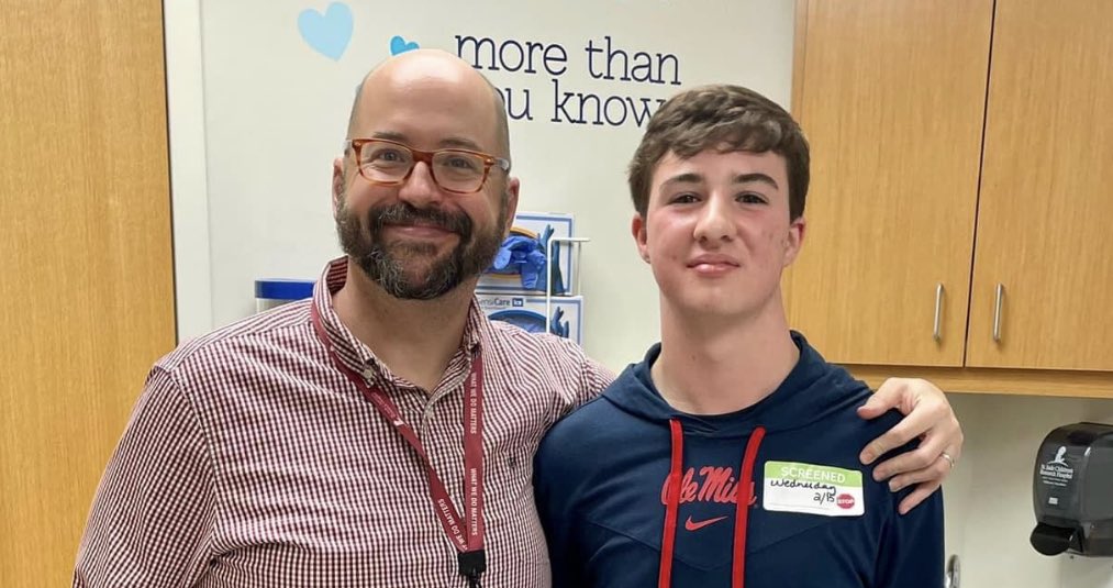 BradLoganTOC's tweet photo. Will Tennison, of Booneville, Miss., has been fighting Osteosarcoma since February 8th, 2021. 

Today, his scans were all clear and he will have an extended break from chemotherapy. 

Here, he is pictured with his physician, Dr. Bishop. 

We’re behind you, Will! https://t.co/uC823qLZ88