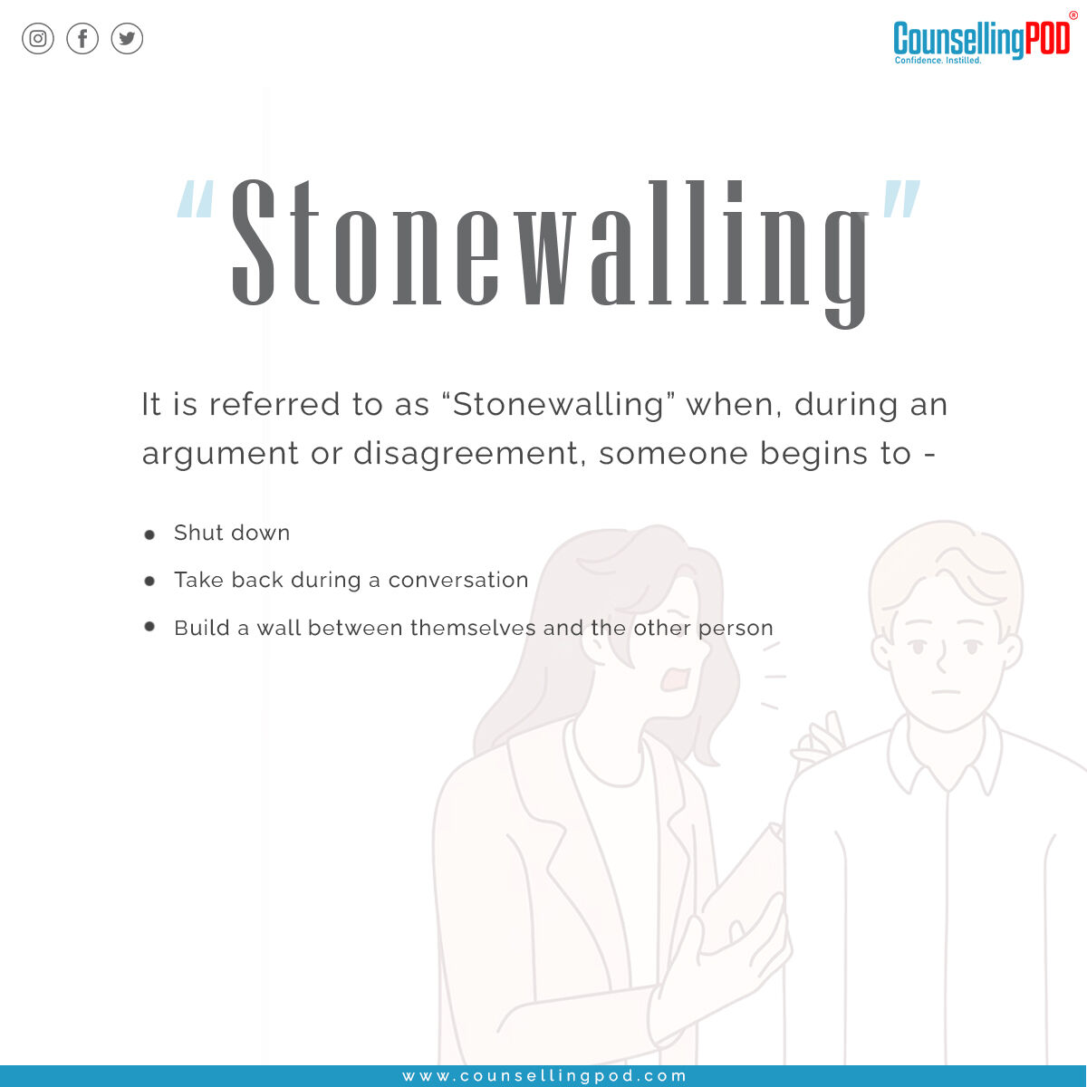 CounsellingPOD's tweet photo. When ignored, the behaviour of stonewalling can significantly hasten the breakdown of a relationship. It is harmful to both partners and hinders the communication and empathy needed to maintain a relationship over the long run. You can work on dysfunctional behaviours by seeking https://t.co/6ETuV1mYCm