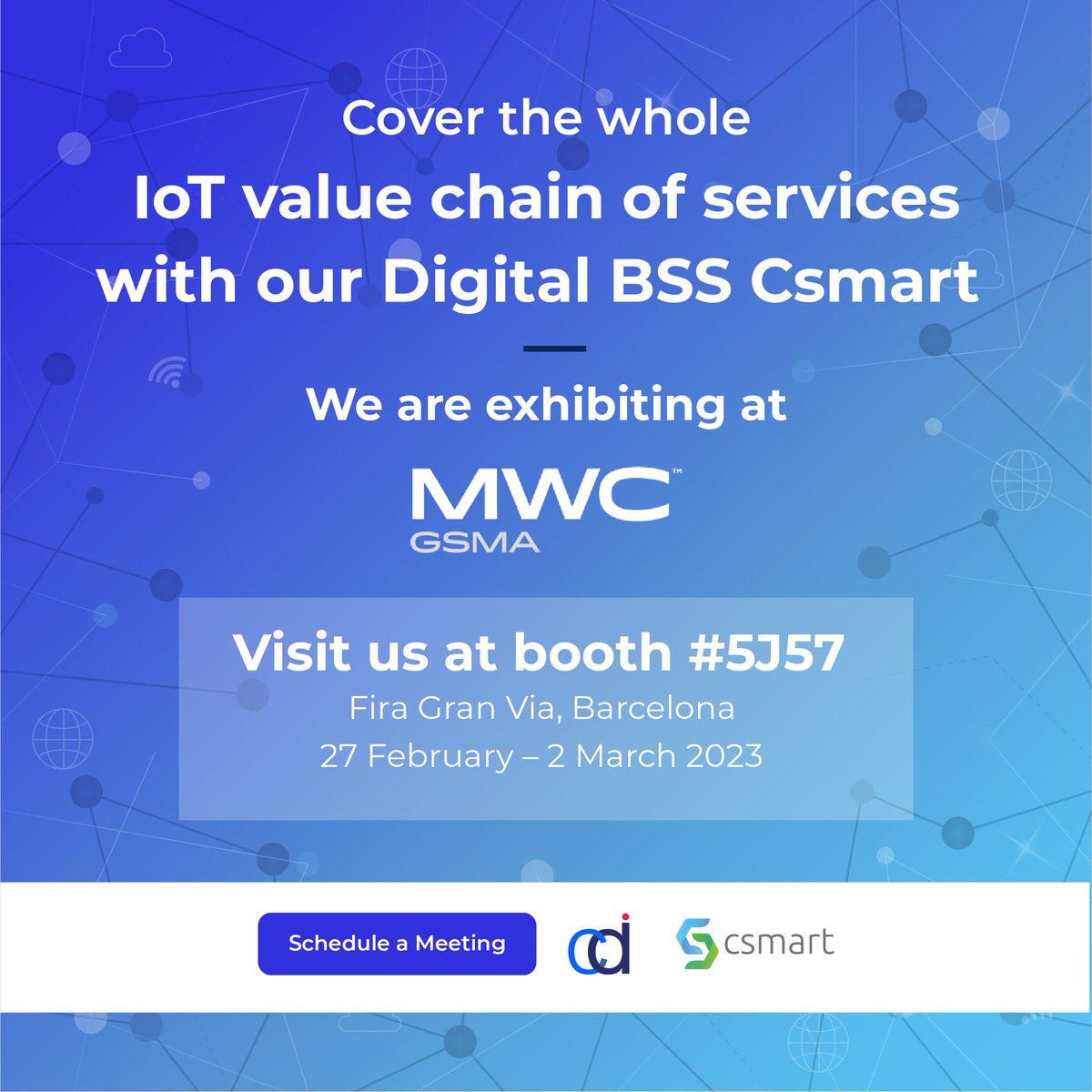 Covalensedigi's tweet photo. Want to enable end-to-end IoT services?  
Csmart can help CSPs do that &amp; more!  
To discuss more, schedule a meeting: https://t.co/7l7r6JARTR  

#TMForumCertified #TelcoSaaS #MWC2023 #5G #MWC2023 #MWCBarcelona #TelcoSaaS #TelcoCloud #Csmart #DigitalBSS #5G #5GDigitalBSS #IoT https://t.co/qFOmdVTr6m