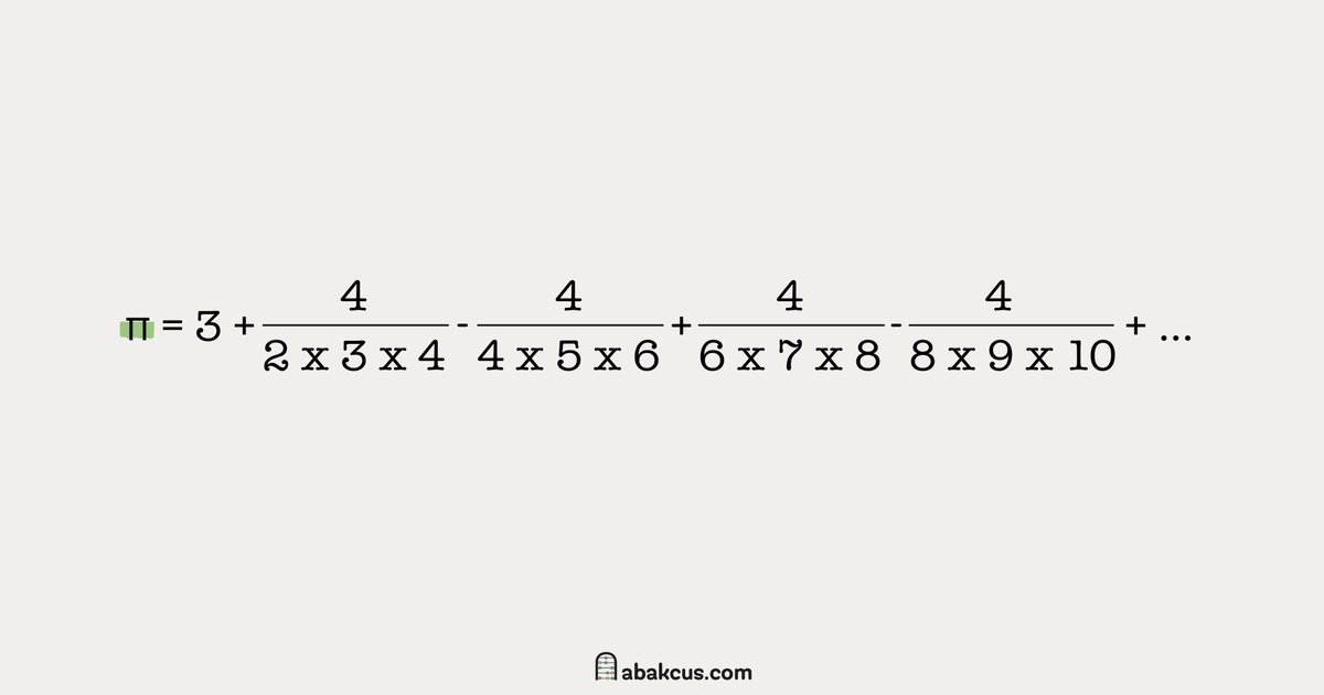 abakcus's tweet photo. I think this is the most interesting equation for π. 👀 https://t.co/UmJ2HbLto6