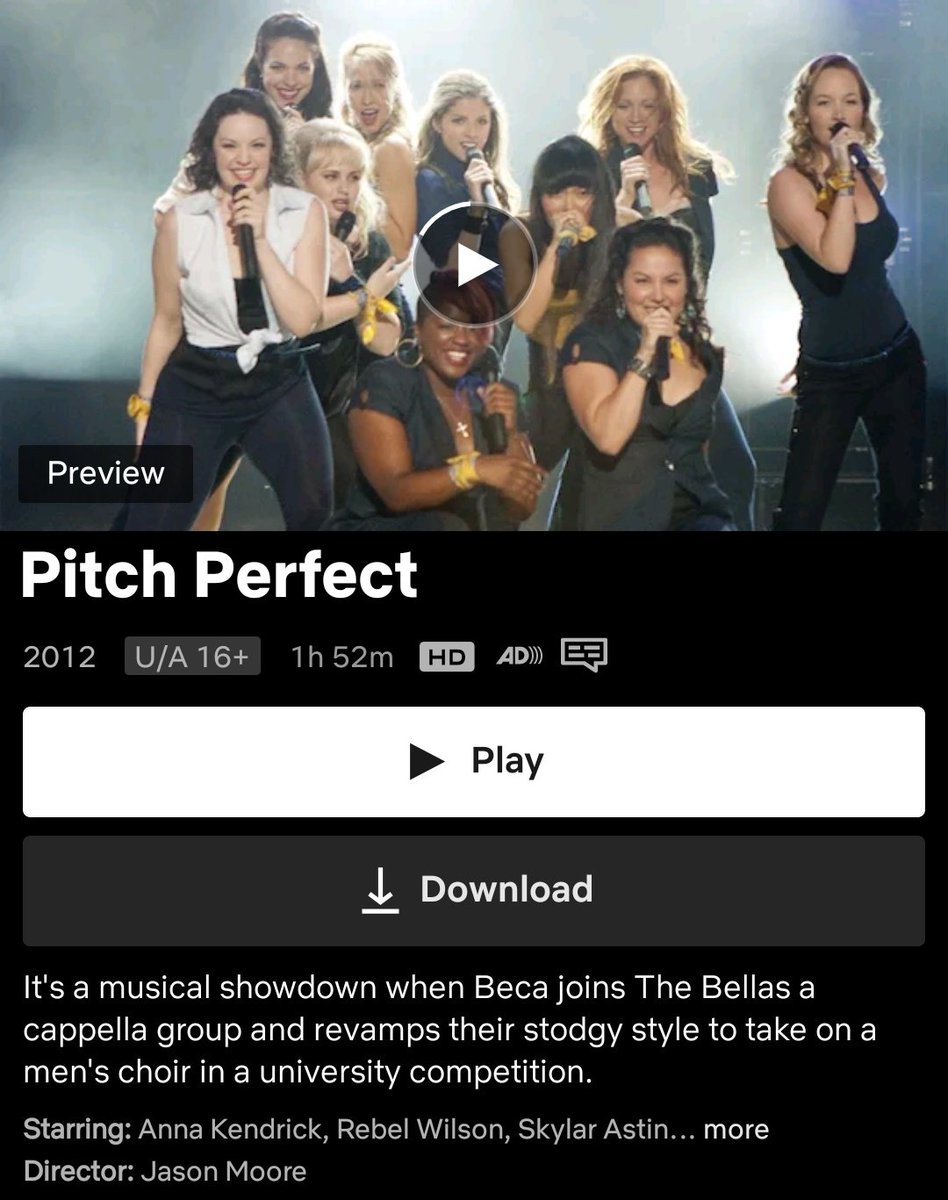 CinemaRareIN's tweet image. New arrivals on @NetflixIndia..

#PitchPerfect (2012)
#PitchPerfect2 (2015)
#PitchPerfect3 (2017)