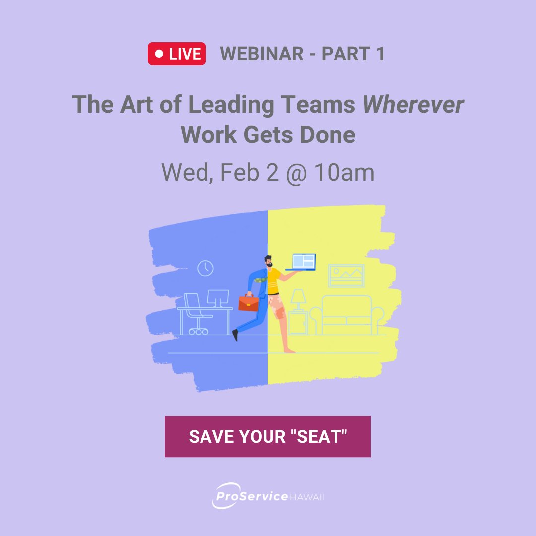 ProServiceHI's tweet image. Join us next week for a thought-provoking discussion on maximizing retention and performance wherever your people work. Our business leaders will share why they’re pursuing different work policies and their tips and tricks for success. Save your seat now! hubs.la/Q01Cx3Ft0