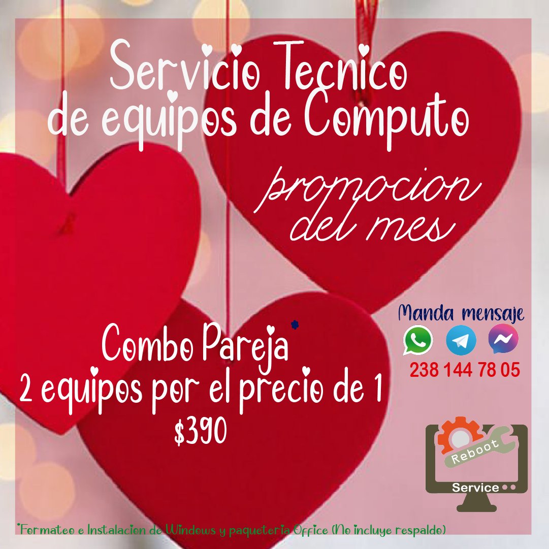 RebootService5's tweet photo. #ValentinesDay #ReparacionDeComputadoras #Laptops #InstalacionDeProgramas #Software #TeamRebootService mándanos mensaje, inbox, tweet o WhatsApp o Telegram https://t.co/mhsgIefcry