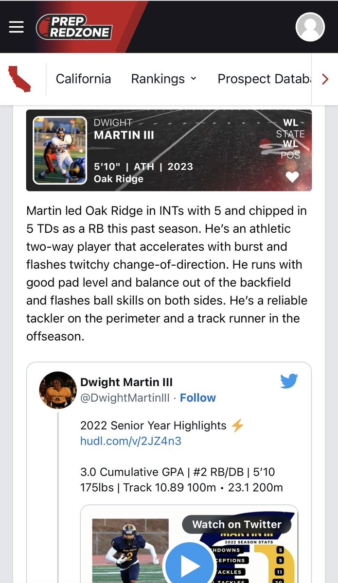 DwightMartinIII's tweet image. Thank you for the recognition and shout out @PrepRedzoneCA 🙏🏽🙏🏽