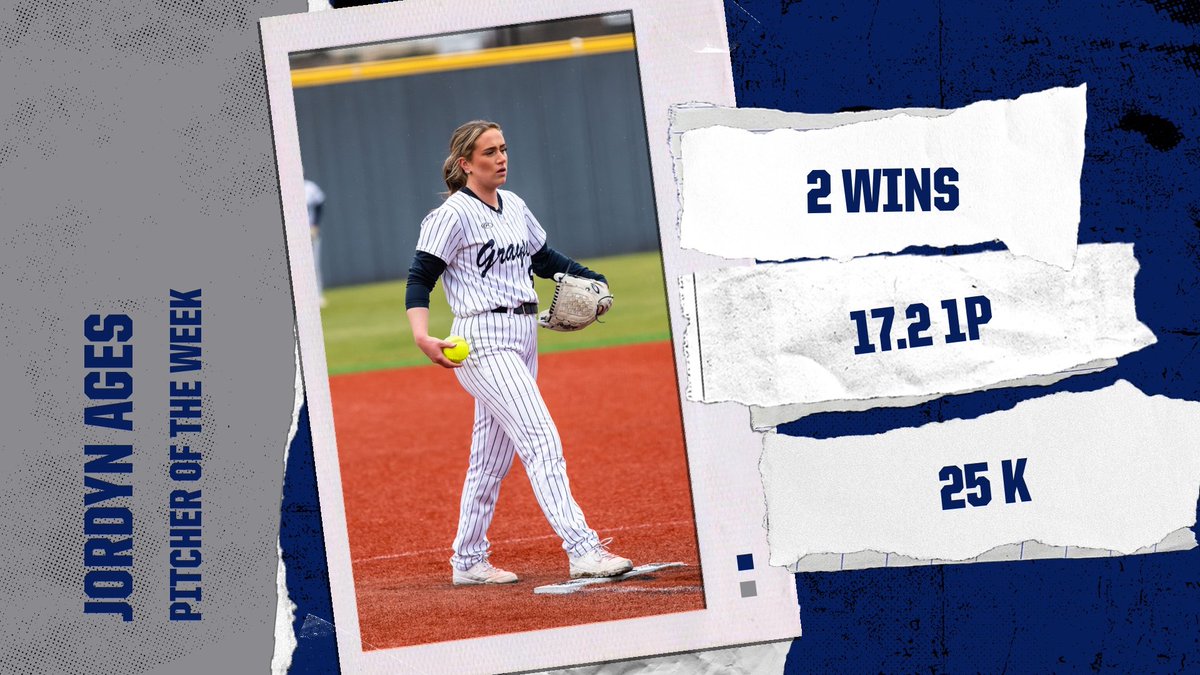 Taking OVER! 💪 Jordyn Ages is the NTJCAC Pitcher of the Week!! 

🔹 2 Wins
🔹 17.2 IP
🔹 25 K

<a href="/jordynages/">Jordyn Ages</a> x <a href="/gclvsoftball/">Grayson Softball</a> | GWAY