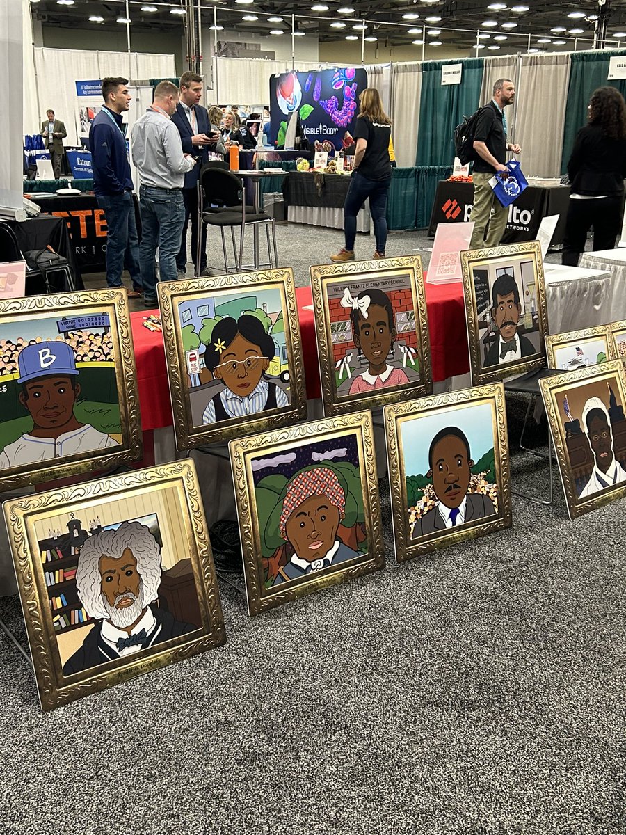 cmdanhoff's tweet photo. First #AR #VR playground @OhioEdTech! Thank you @BethanyFoos for helping out and #VisionsVR for lending us your @VictoryXR Civil Rights AR posters! #ARVRinEdu #OETC23 @mergeedu @MetaQuestVR @PrismsOfReality @quivervision @Clever_Books @NorthPointESC #NPwinning2223 https://t.co/SbeybTjjAq