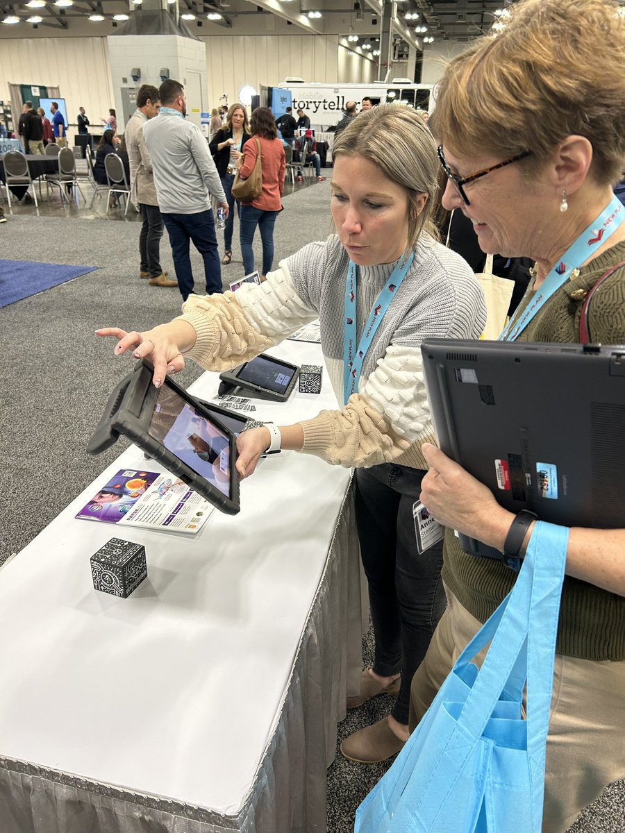 cmdanhoff's tweet photo. First #AR #VR playground @OhioEdTech! Thank you @BethanyFoos for helping out and #VisionsVR for lending us your @VictoryXR Civil Rights AR posters! #ARVRinEdu #OETC23 @mergeedu @MetaQuestVR @PrismsOfReality @quivervision @Clever_Books @NorthPointESC #NPwinning2223 https://t.co/SbeybTjjAq