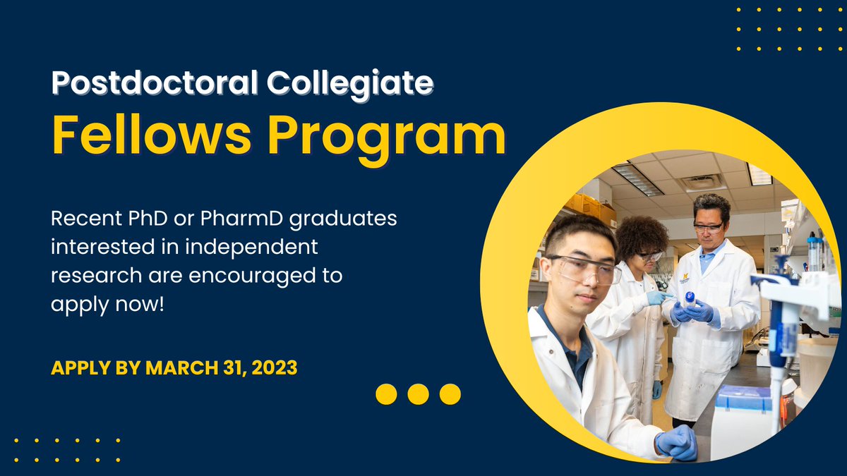 U-M College of Pharmacy (@umichpharmacy) on Twitter photo You still have time to apply to the <a href="/UMich/">University of Michigan</a> Pharmacy Postdoctoral Collegiate Fellows Program, a program intended to increase representation of future faculty in #STEM! Learn more and apply here: myumi.ch/6NA83 You still have time to apply to the <a href="/UMich/">University of Michigan</a> Pharmacy Postdoctoral Collegiate Fellows Program, a program intended to increase representation of future faculty in #STEM! Learn more and apply here: myumi.ch/6NA83