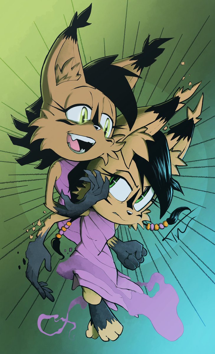 timcampbe's tweet photo. “Do you feel in charge?”

Art made for @SonicRush2112 

Featuring Nicole the Lynx from Archie Comics (designed by Tania Del Rio) and her alternate self from Ghost of the Future by @SpiritSonic 

#sonicthehedgehog #nicolethelynx https://t.co/eeIEAB5r8S