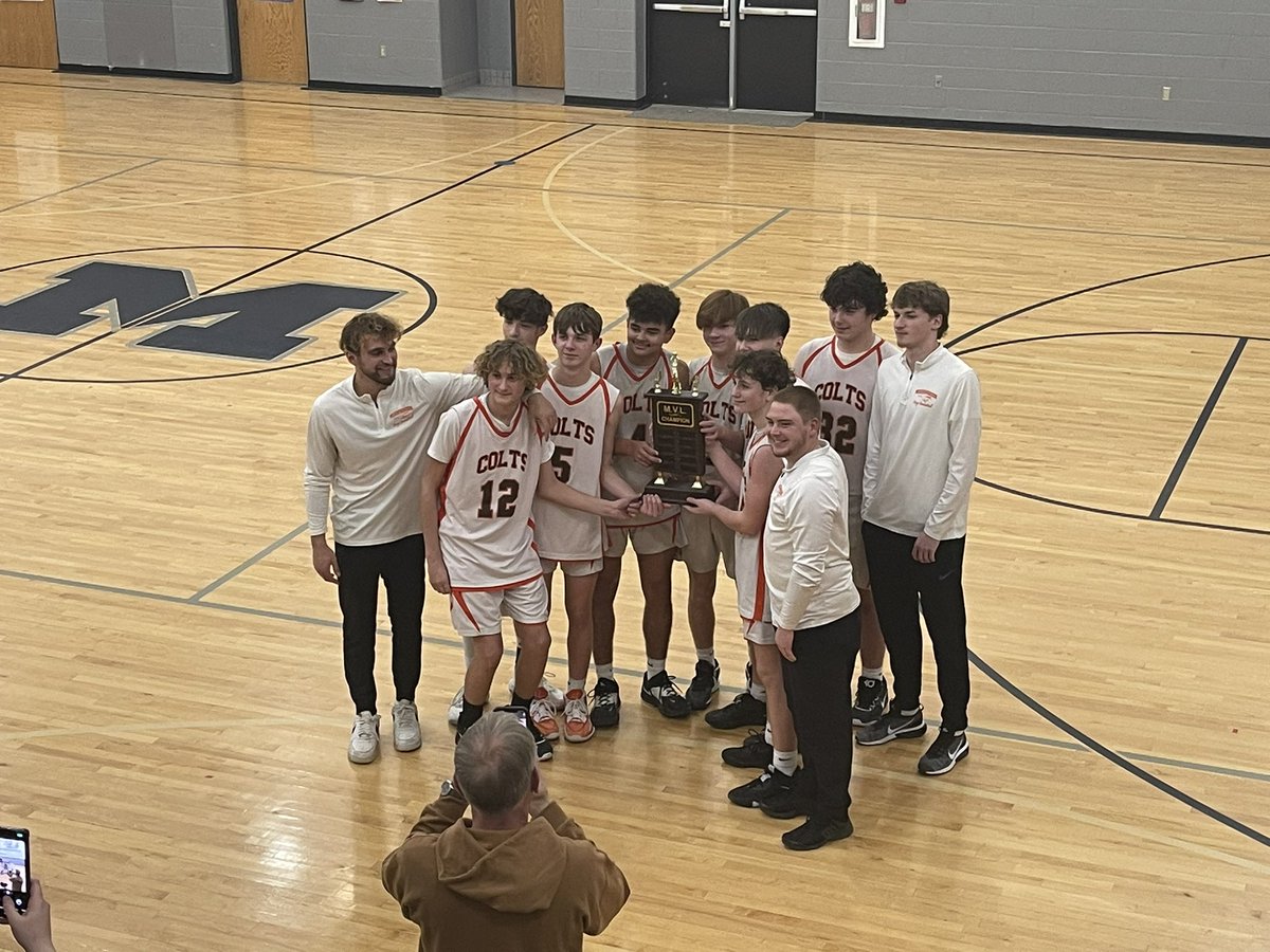 MHSColtsBB's tweet photo. MVL CHAMPIONS!!!!

Your 8th grade Colts defeat Coshocton 49-37 to win the league championship!!! Everyone stepped up in big moments of this game. Excited to get these guys at the HS level next year. @Colt_Athletics @RHLSD_Colts https://t.co/5mGmCrpRoX