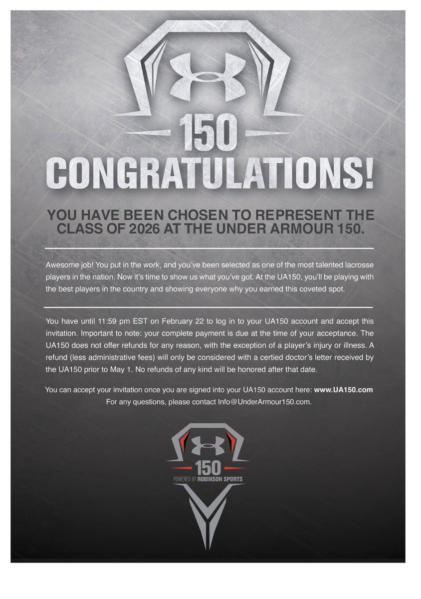 So thankful to be representing the class of 2026 at UA150!! <a href="/UnderArmour150/">UnderArmour150</a> <a href="/EagleStixLax/">EagleStixLax</a>