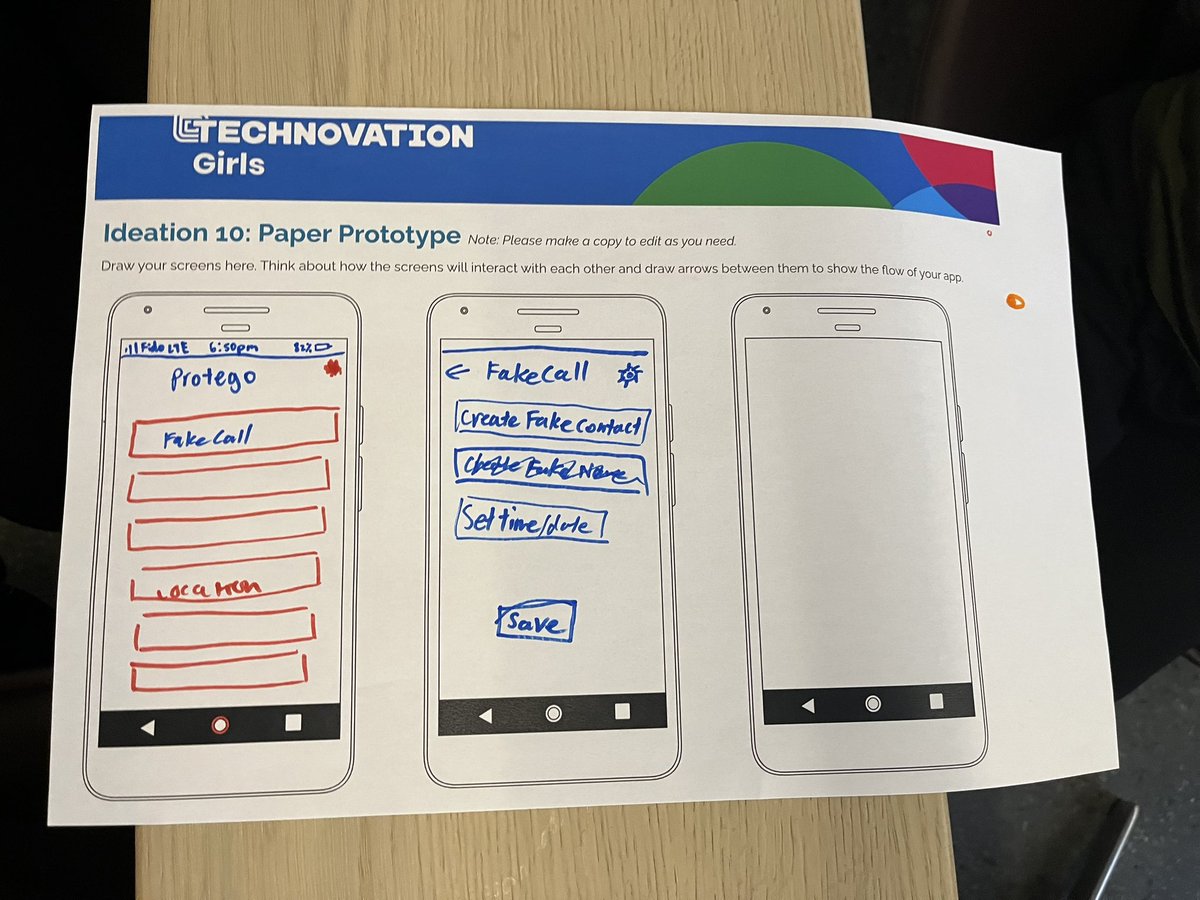 Technovation Ottawa Week 5! This week we are creating a paper prototype of our app - designing features on paper before fully coding it!🌟