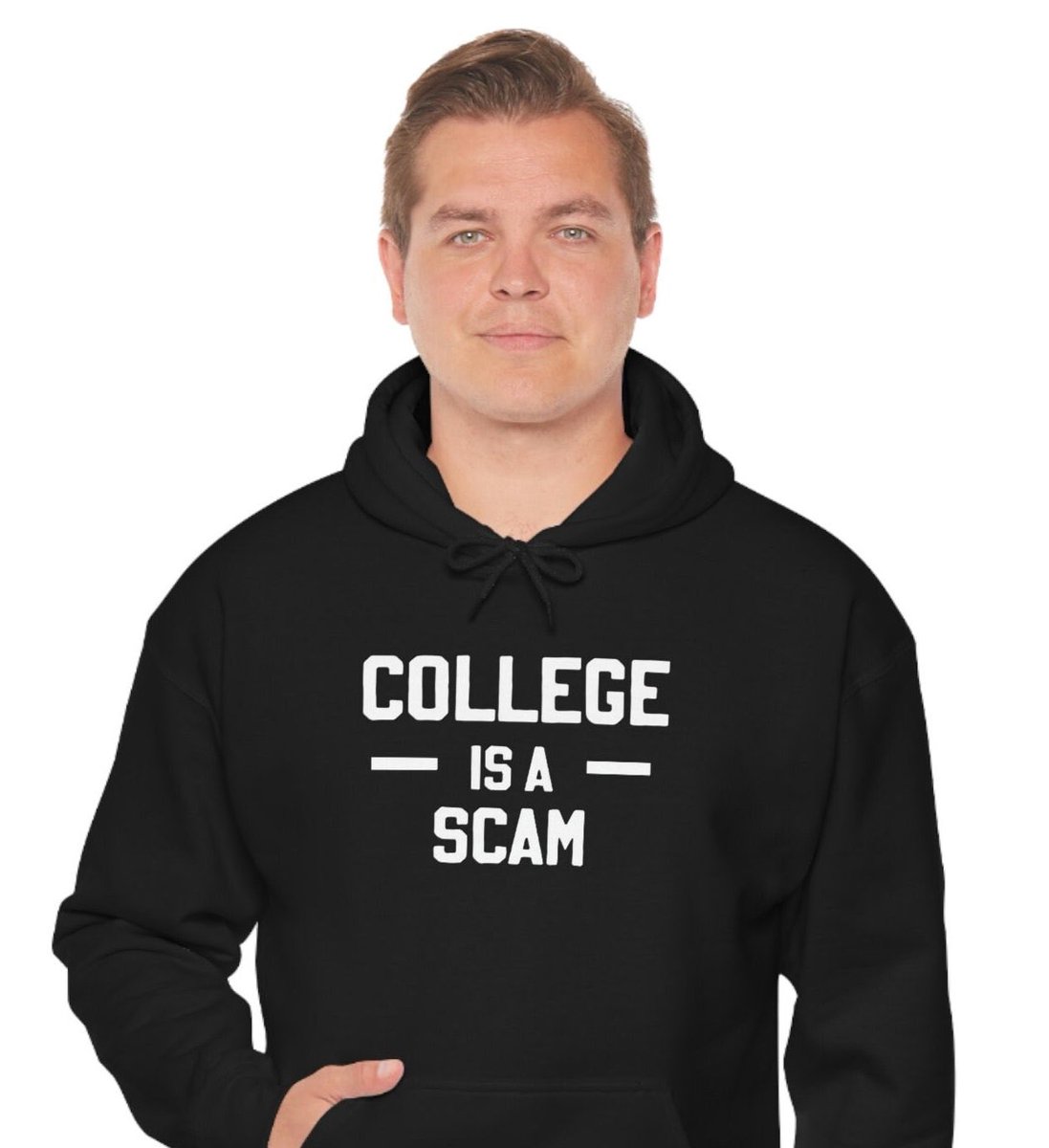 TaintShop's tweet photo. From my #etsy shop: College Is A Scam Unisex Heavy Hooded Sweatshirt #college #scam #collegeisascam #animalhouse https://t.co/BQeyoyrylK https://t.co/9XtIGb8Eeu