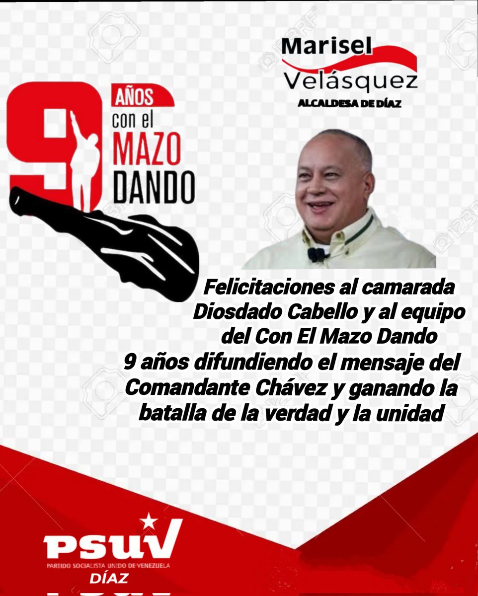 mari_velasquez's tweet photo. Felicitaciones camarada @dcabellor por #ElMazo9AñosConChávez 
@NicolasMaduro https://t.co/DuZ6CAMprk