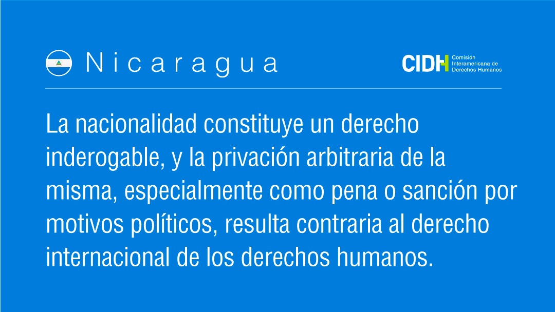 🇳🇮 #CIDH repudia decisión de #Nicaragua de privar arbitrariamente de nacionalidad a la defensora Doña Vilma Nuñez de Escorcia junto con otras 93 personas por defender DDHH. Urge a proteger su vida e integridad de conformidad con las medidas provisionales otorgadas por <a href="/CorteIDH/">Corte Interamericana de Derechos Humanos</a>