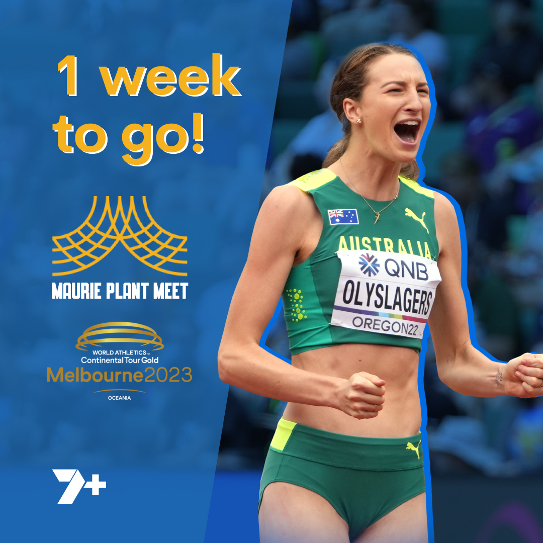 7Sport's tweet photo. Melbourne hosts the world's best athletes at the Maurie Plant Meet, Oceania's first World Athletics Gold Level meet🥇

Hosted by Bruce McAvaney, @JaseRicho and @tamsynlewis.

⏰ 6:50pm, Thursday 23rd
Live &amp; Free on @7plus 
#ThisIsAthletics #AthsTogether https://t.co/sJ8qqFRVRd