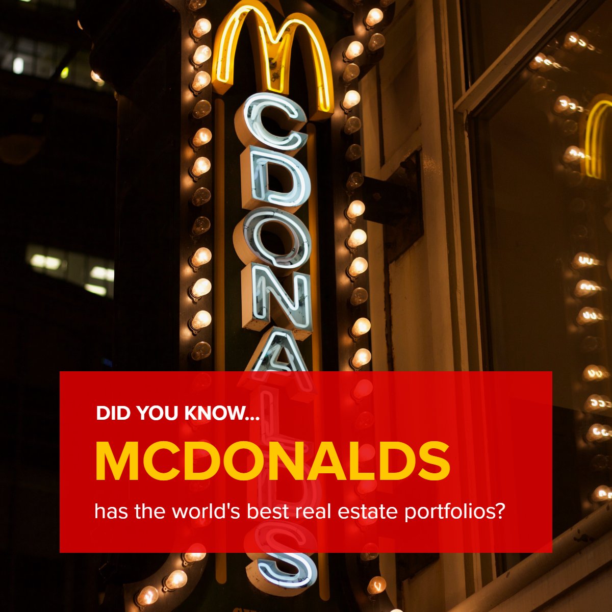 Did you know? 

McDonald's has one of the best real estate portfolios. 😱

 #realestatemarket    #realestatestyle    #realestatefacts    #coolfacts    #mcdonalds