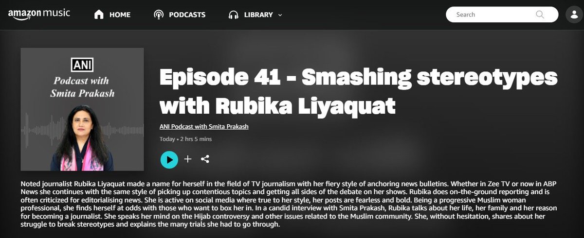 ANI Podcast With Smita Prakash | EP-41 with Journalist Rubika Liyaquat streaming… ANI Podcast With Smita Prakash | EP-41 with Journalist Rubika Liyaquat streaming…