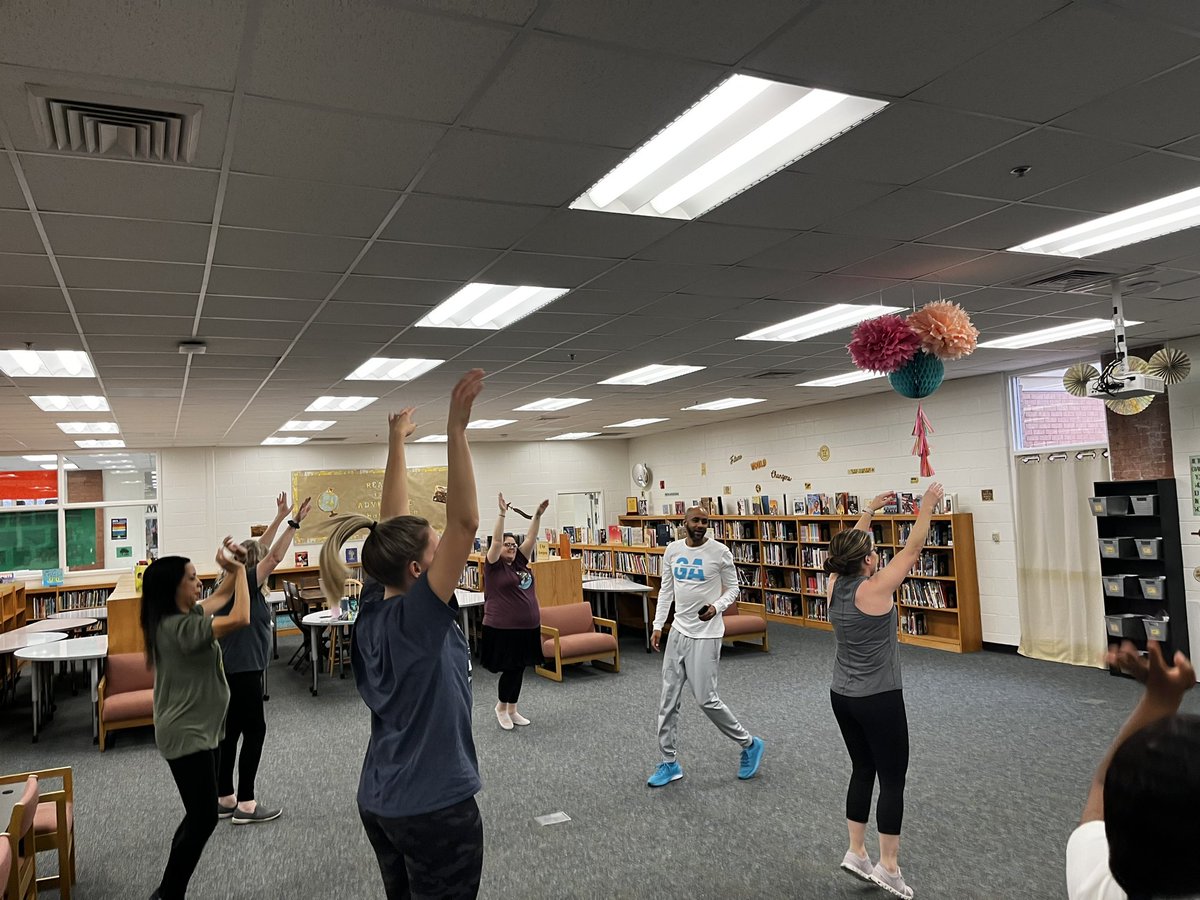 MtCarmelES_HCS's tweet photo. Burn Boot Camp stopped by today to show our teachers what they’re all about! #MustangsRock #CommunityBuilders #YouBelongInHenry #HCSStrategicPlan #selfcare #burnbootcamp @iammrsbolds @AntonioMattox2 @drattenyascott @medianikkiadams @HenryCountyBOE https://t.co/NOoUN04Io5