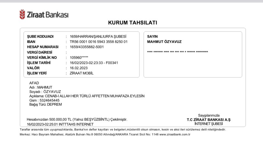 Sn.Genel Başkanımız <a href="/dbdevletbahceli/">Devlet Bahçeli</a>’nin öncülüğü ve çağrısı üzerine <a href="/AFADBaskanlik/">AFAD</a>‘a 
500 Bin TL bağış yaptım. 
Cenab-ı Allah bizleri her türlü afet,musîbet ve belâlardan;görünür, görünmez kaza ve beliyyelerden;tâkat getiremeyeceğimiz zorluk ve imtihanlardan muhafaza eylesin.