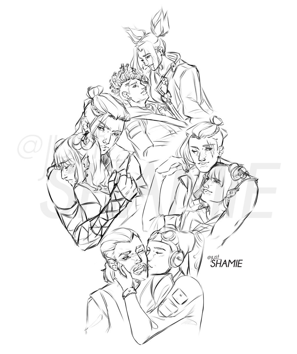Just_Shamie's tweet photo. PART 2 of VALENTINE DAY EXTRAVAGANZA! It was super fun to challenge myself with all those different #sketches. Thank yall for participating and your requests! Part 3 the last one tomorrow <3 Catch it on my https://t.co/SOZz80WLDO #beaujes #criticalrole #starwars #LeagueOfLegends https://t.co/scXiOXBaEb