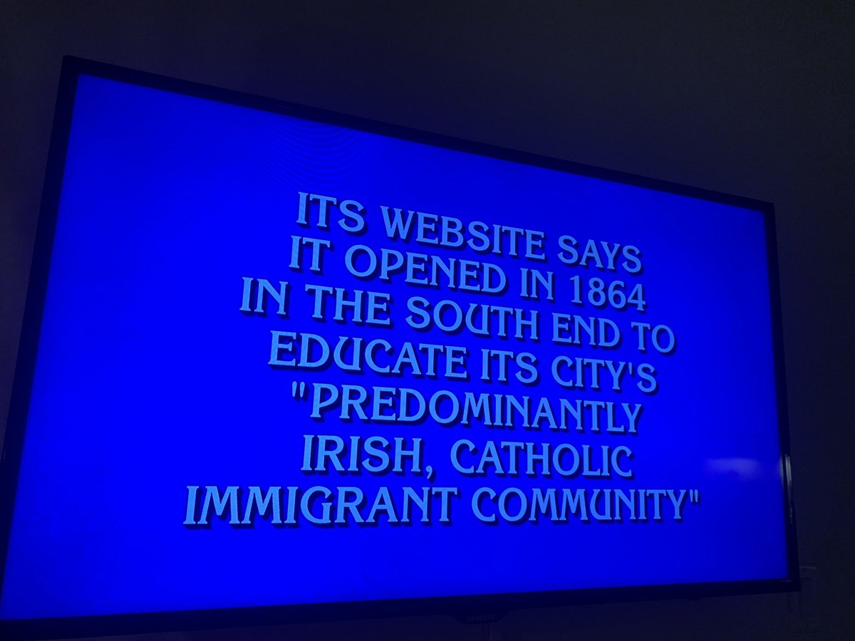 HeyRatty's tweet photo. #SouthEndBoston was a clue on #Jeopardy tonight @BostonCollege https://t.co/Zzq5lSF2iX